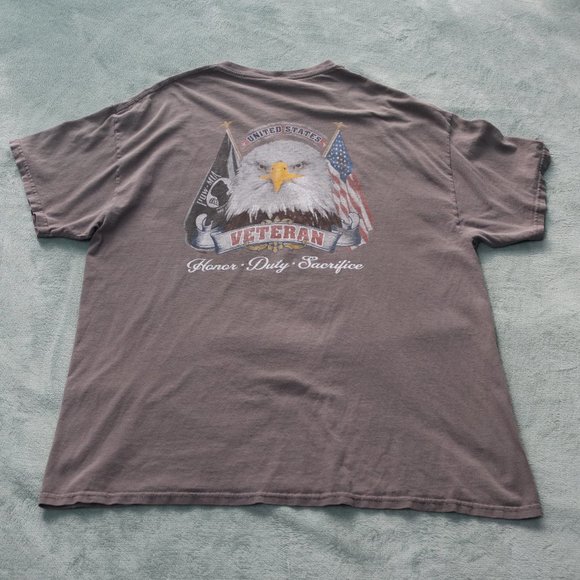 Veteran Shirt Crewneck Mens XL Gray Gildan American Flag POW Tee - Picture 4 of 10